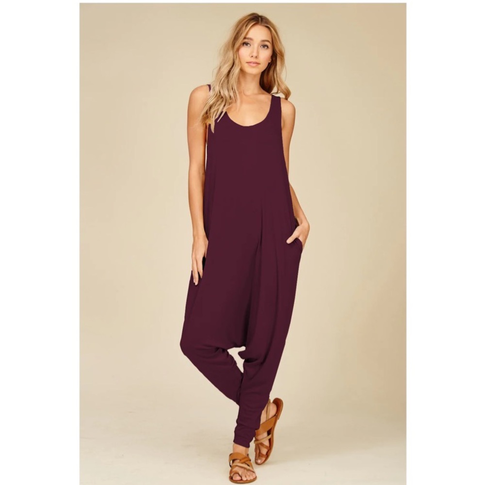 Women's Sleeveless Plum Jumpsuit